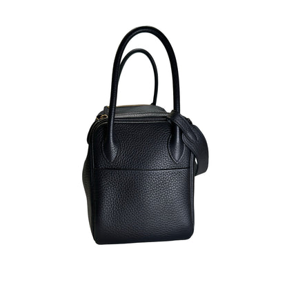 Used HERMES Leather Lindy 26 Handbag Navy GHW