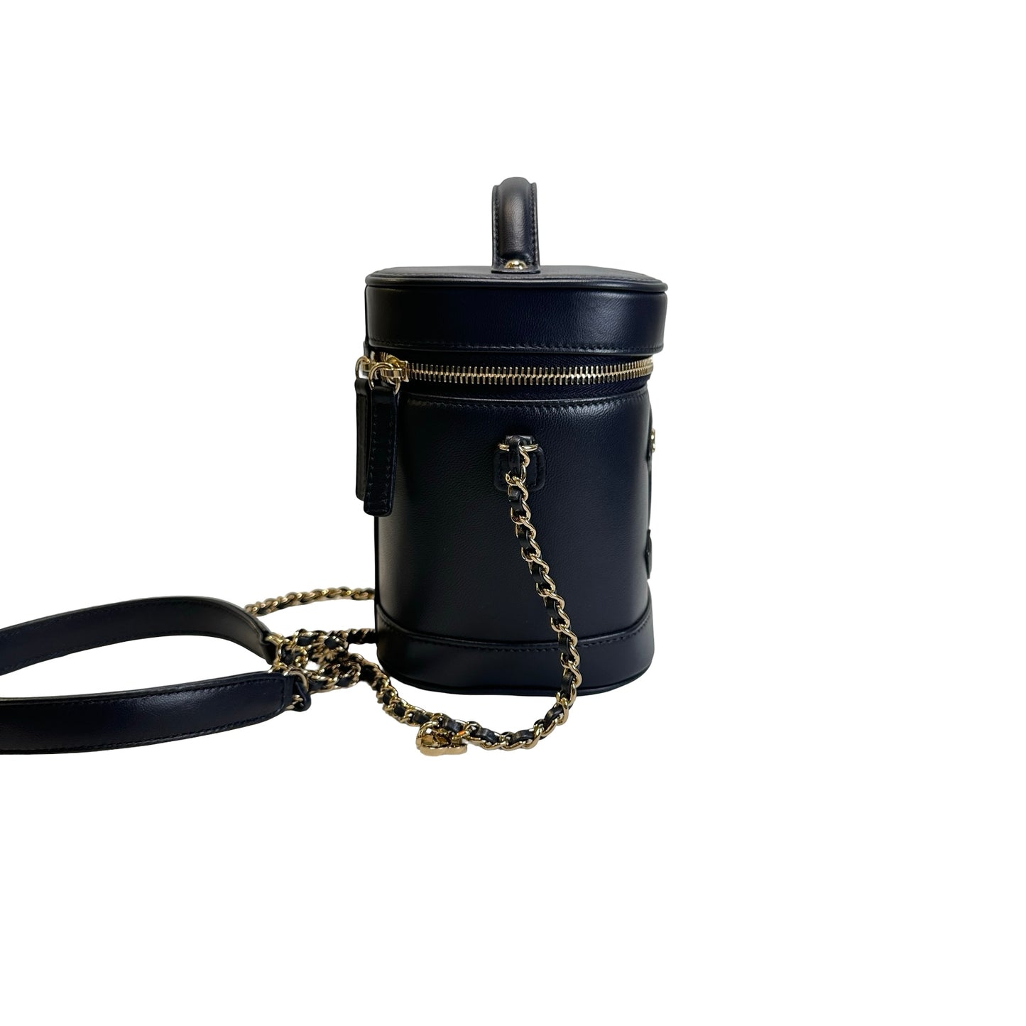 Used CHANEL Lambskin Vanity case Vanity case Navy GHW