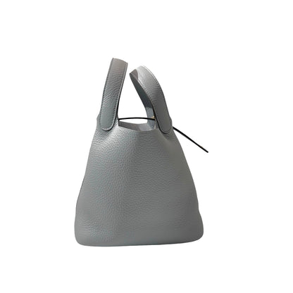 Used HERMÈS Clemence leather Picotin 18 Bucket Bag po gris pantin GHW
