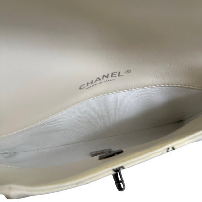 Used CHANEL Quilted CC Logo Print Quilted Wallet on Chain Chain Shoulder Bag White Black