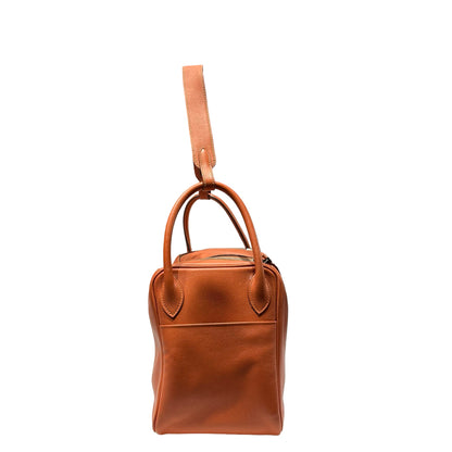 Used HERMÈS Calfskin Leather Lindy 30 Shoulder Bag Orange PHW
