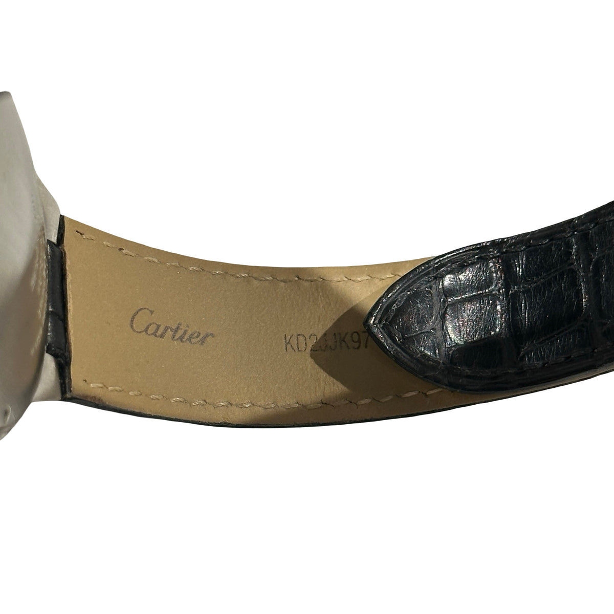 Used CARTIER Leather Ballon Bleu 40mm Watch Silver Black