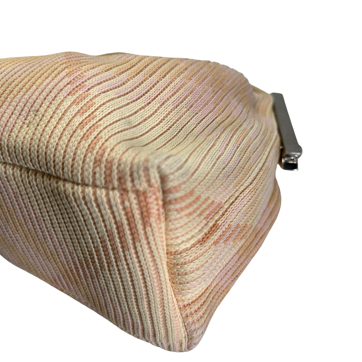 Used BURBERRY Knit Croissant Hobo Bag Cream Pink