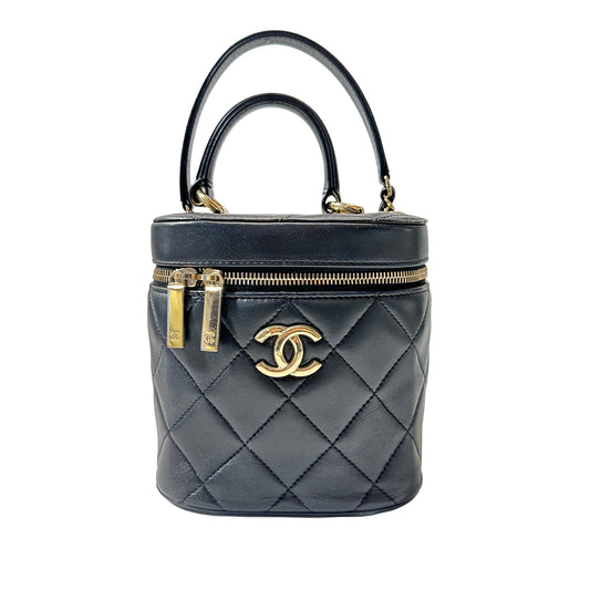Used CHANEL trendy cc top handle vanity case Bucket Bag Black GHW