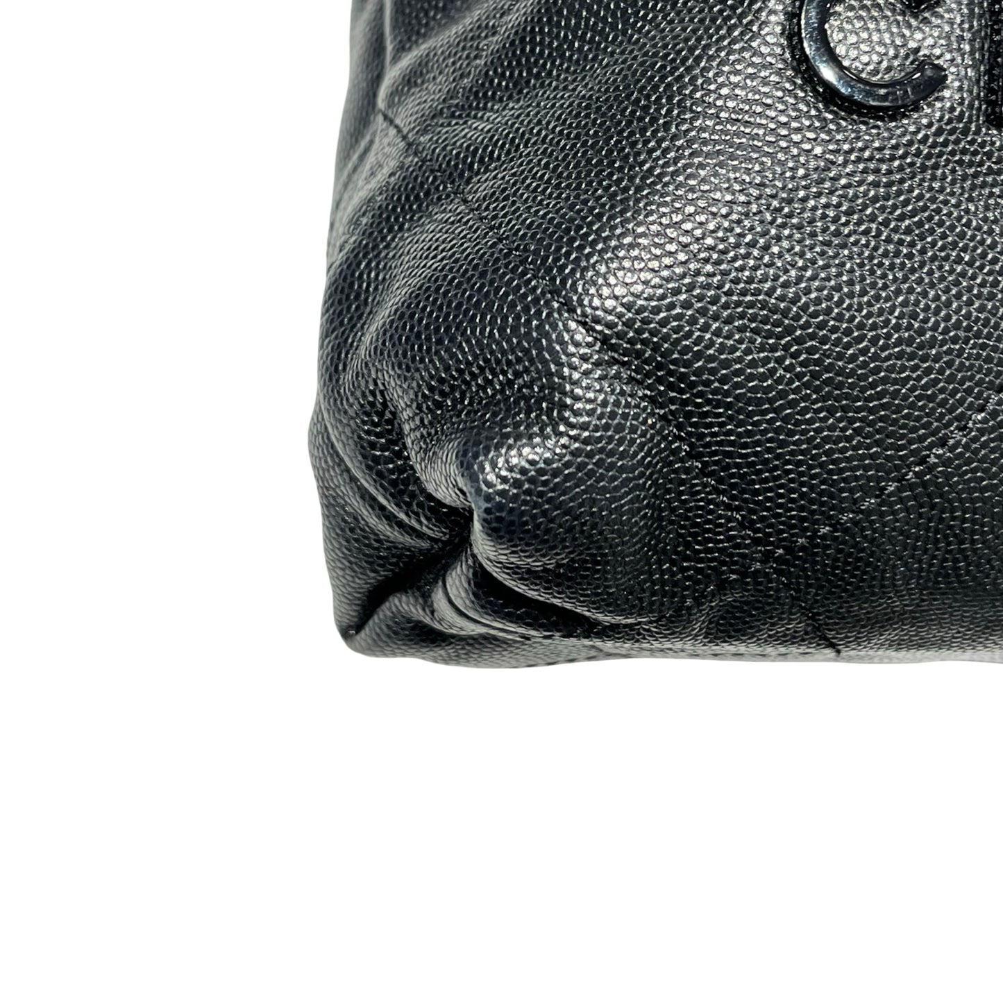 Used CHANEL Calfskin Leather Mini 22 Bucket Bag Black GHW