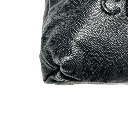 Used CHANEL Calfskin Leather Mini 22 Bucket Bag Black GHW