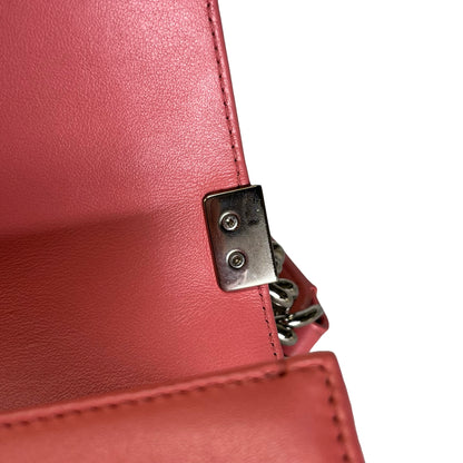 CHANEL Lambskin Boy Shoulder Bag Pink PHW
