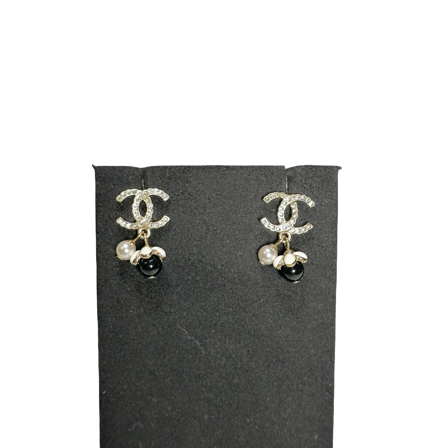 Used CHANEL Earrings Earrings GHW Black White