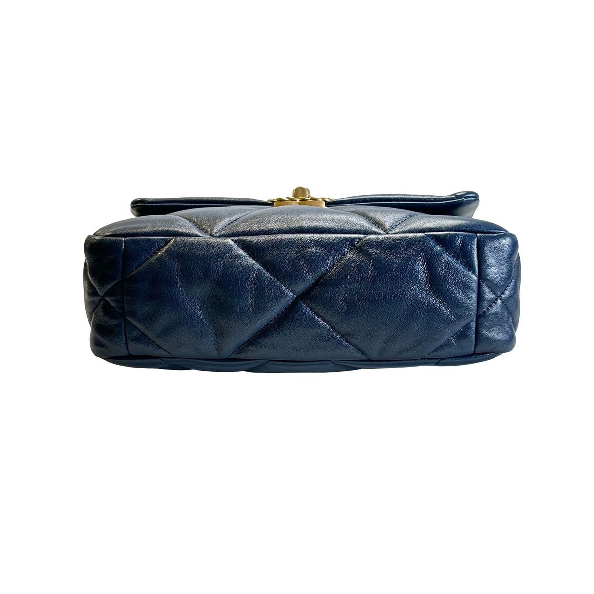Used CHANEL Lambskin Quilted Chanel 19 Shoulder Bag Navy Blue