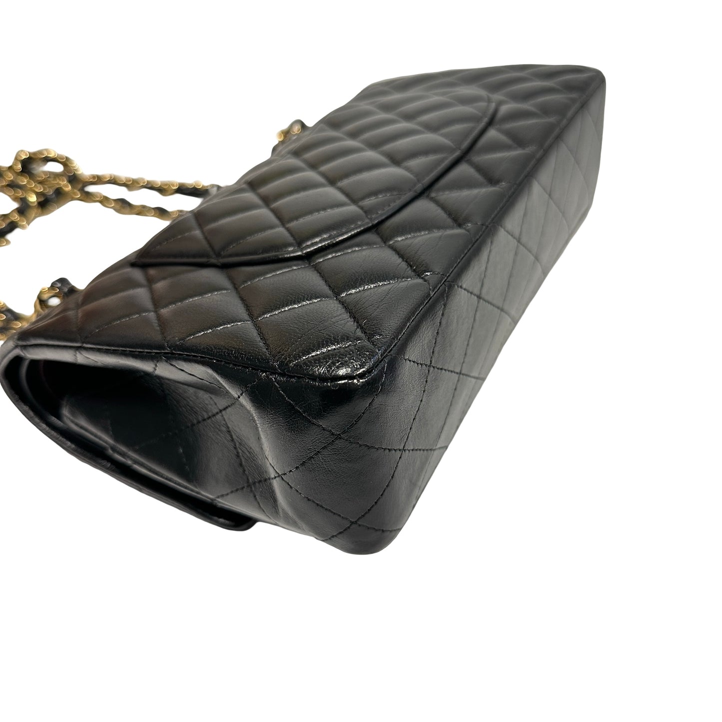 Used Chanel Calfskin Leather CF 25 Shoulder Bag Black GHW