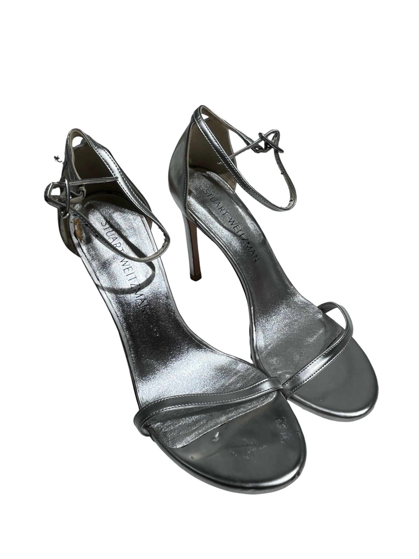 Used STUART WEITZMAN Sandal Heels Shoes Silver