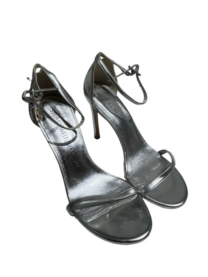 Used STUART WEITZMAN Sandal Heels Shoes Silver