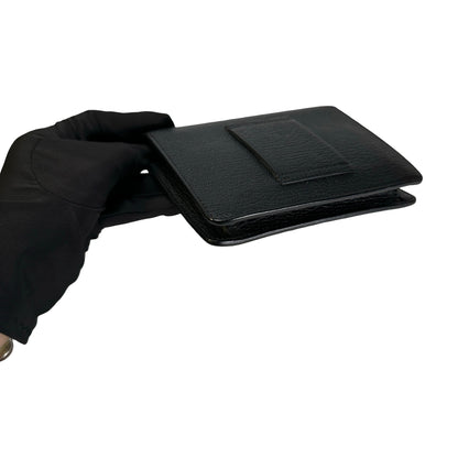 Used HERMES Leather Roulis Wallet Black Beige Gold