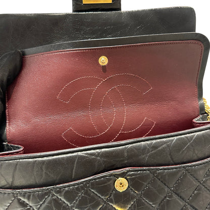 Used CHANEL Quilted Aged Calfskin 2.55 Small Chain Shoulder Bag Black Gold