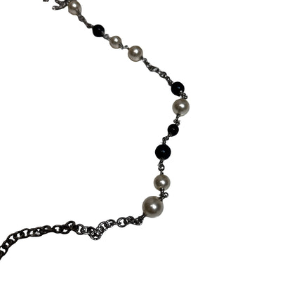 Used CHANEL Necklace Necklace PHW Navy Blue Green