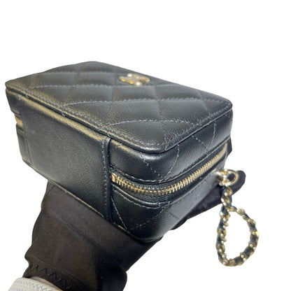 Used Chanel Caviar Leather Vanity Case Black PHW