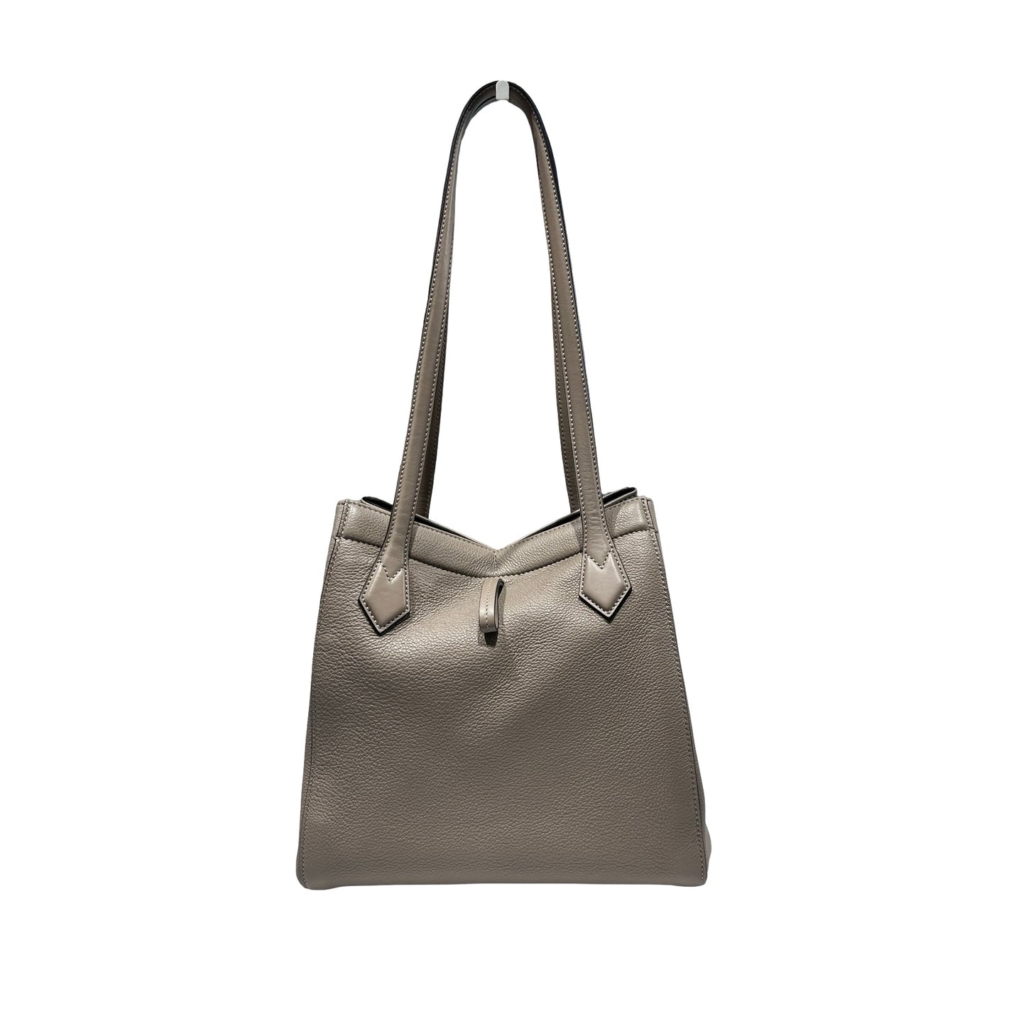 Used Fendi Calfskin Leather Tote Bag Grey GHW