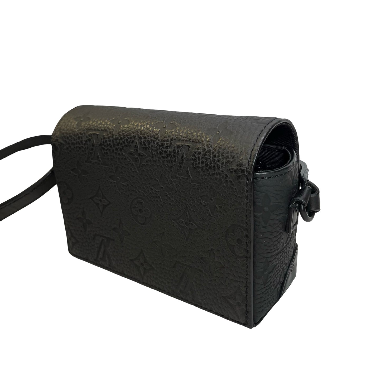 Used LOUIS VUITTON Monogram Taurillon Mini Soft Trunk Crossbody Bag Black