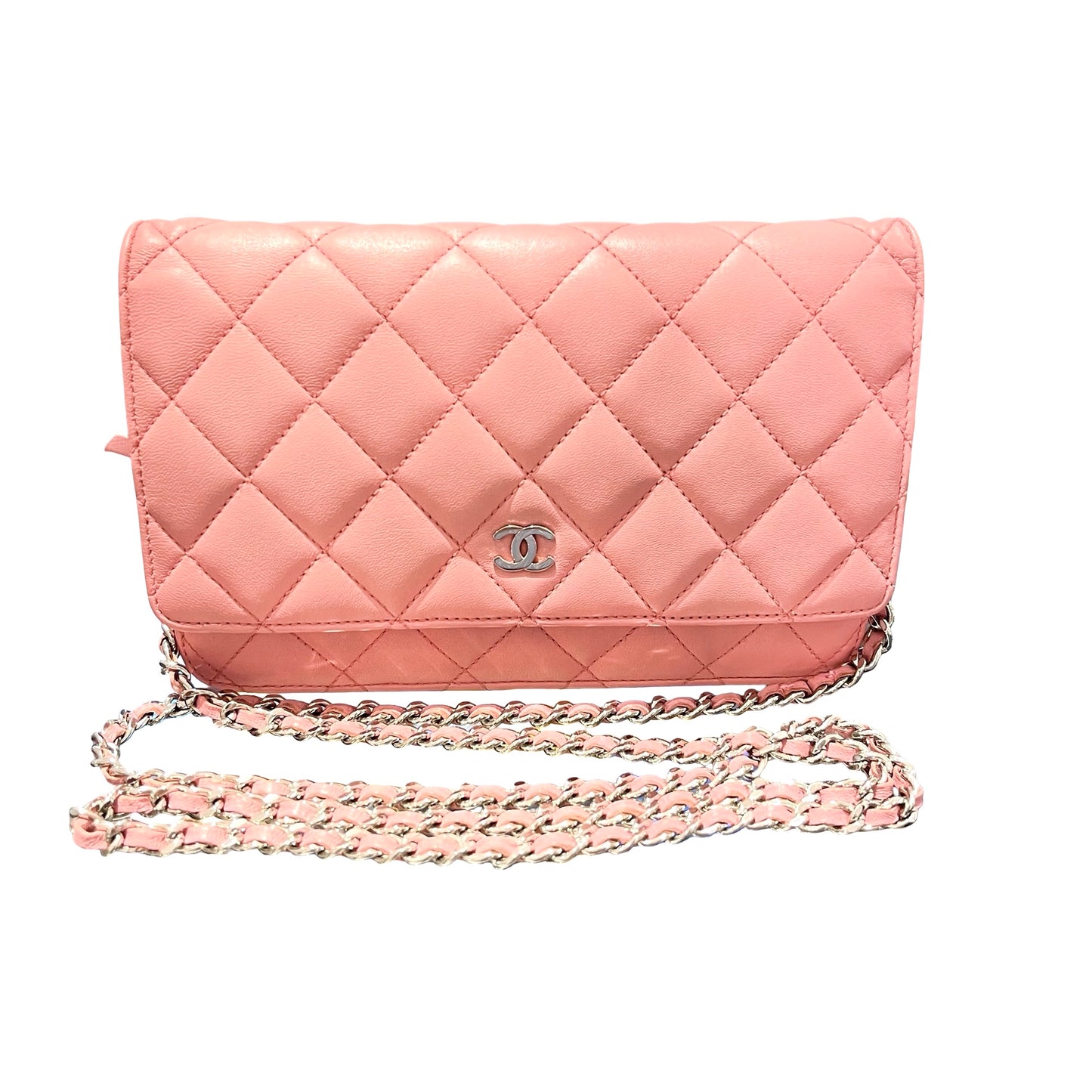 Used CHANEL Lambskin WOC Shoulder Bag Pink PHW