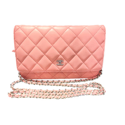 Used CHANEL Lambskin WOC Shoulder Bag Pink PHW