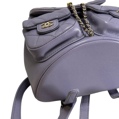 Used CHANEL Quilted Caviar Duma Backpack Purple Gold