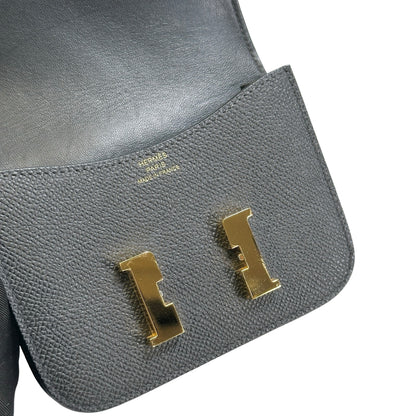 Used HERMES Epsom Constance Slim Wallet Black Gold