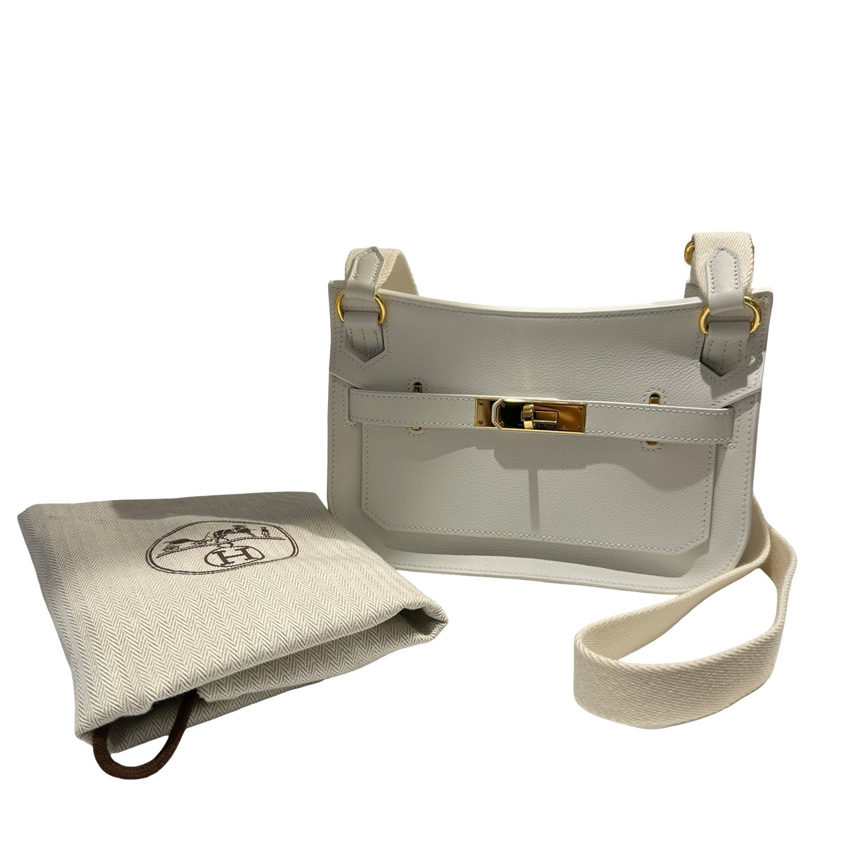 Used HERMES Evercolor Mini Jypsiere Cross body bag White GHW