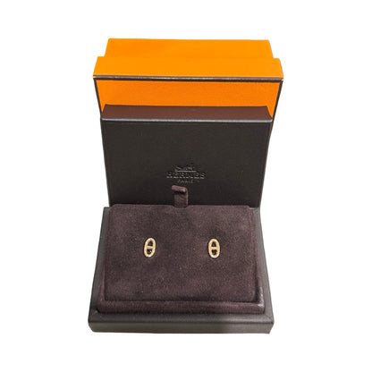 HERMES Solid Gold Chaine d'Ancre TPM Earrings GHW