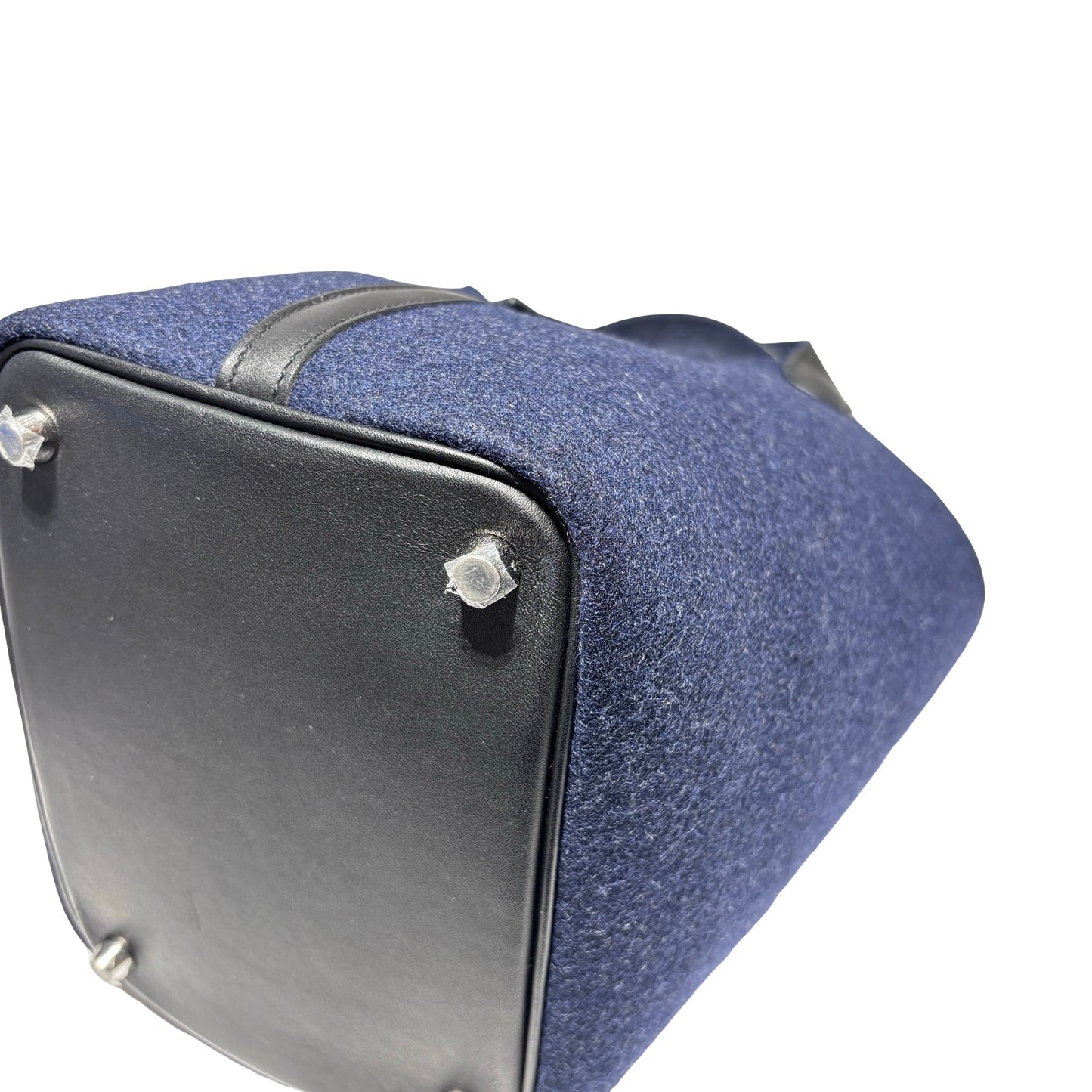 Used HERMÈS Wool Picotin 18 Handbag 2Z Bleu Nuit PHW