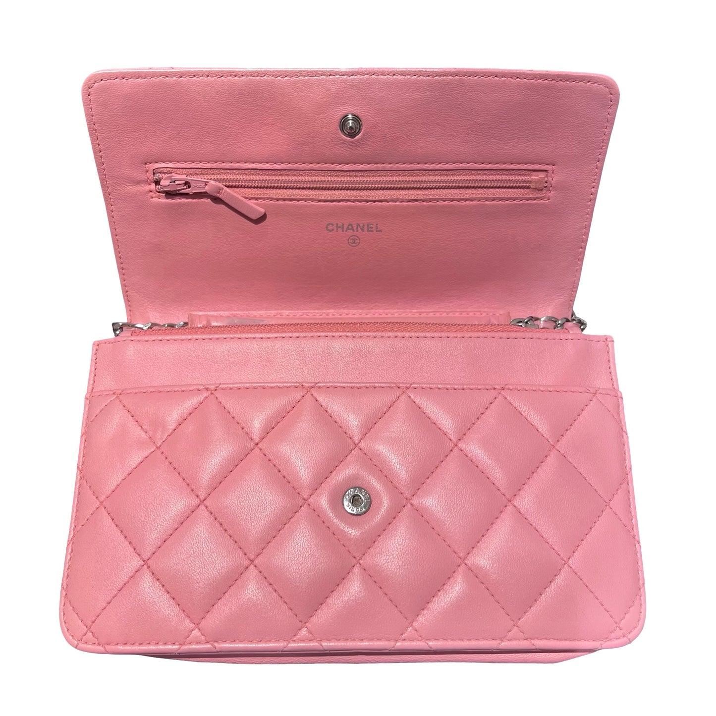 Used CHANEL Lambskin WOC Shoulder Bag Pink PHW