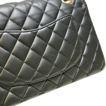 Used CHANEL Quilted Lambskin Classic Flap Chain Shoulder Bag Black Gold