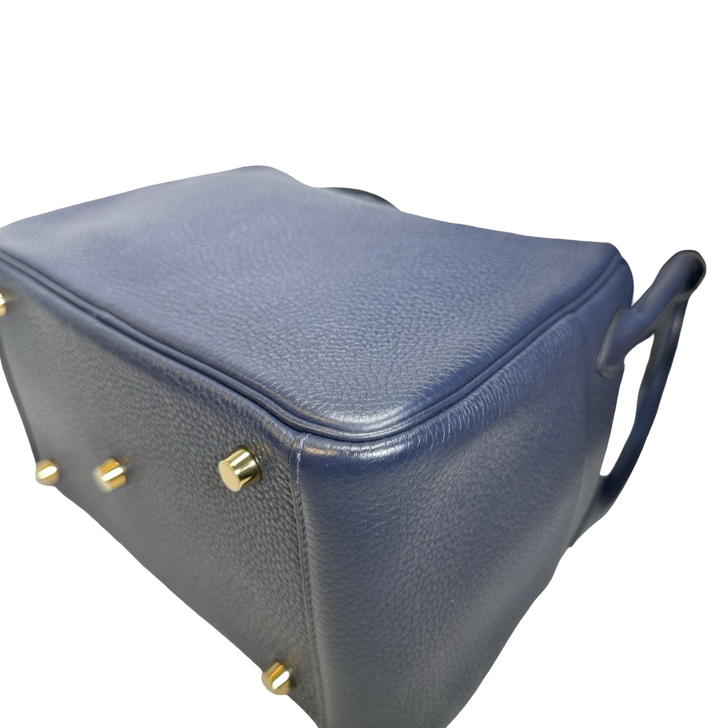 Used HERMES Clemence Lindy 26 Handbag Navy GHW
