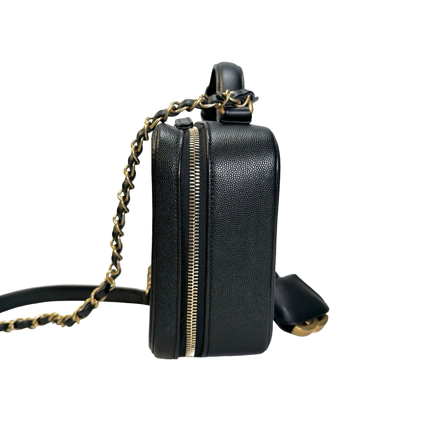 Used CHANEL Quilted Caviar CC Filigree Vanity Case Vanity case Black