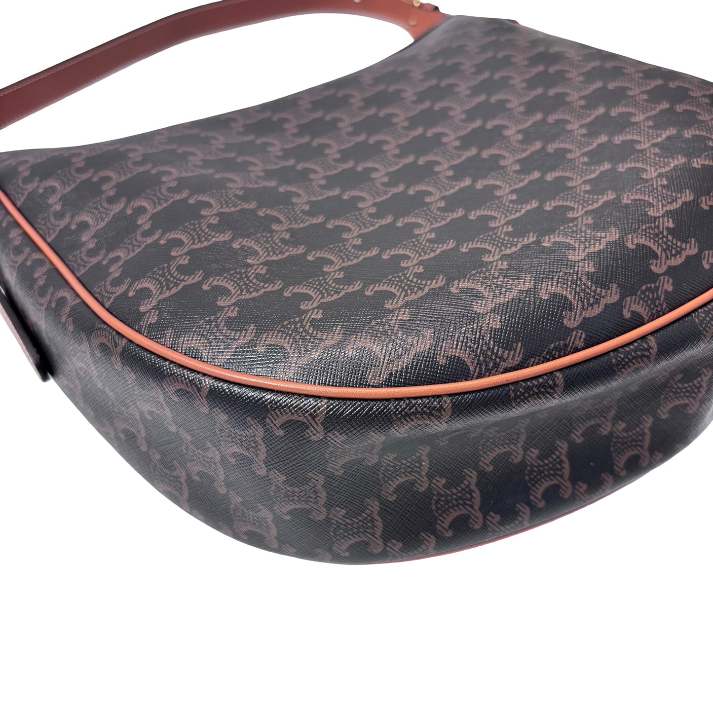 Used CELINE Canvas Heloise Triomphe Hobo Shoulder Bag Brown