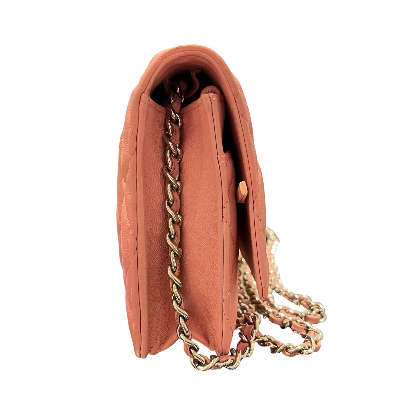Used CHANEL Lambskin WOC Shoulder Bag Pink PHW