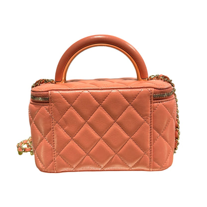 Used CHANEL Vanity Case Cross Body Bag Pink GHW