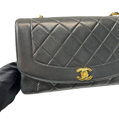 Used CHANEL DIANA Shoulder Bag Black GHW