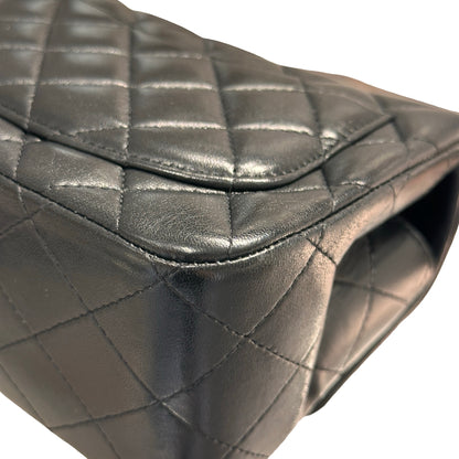 Used CHANEL Lambskin Leather Mini flap 17cm Cross Body Bag Black PHW