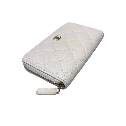 Used Chanel Wallet White GHW