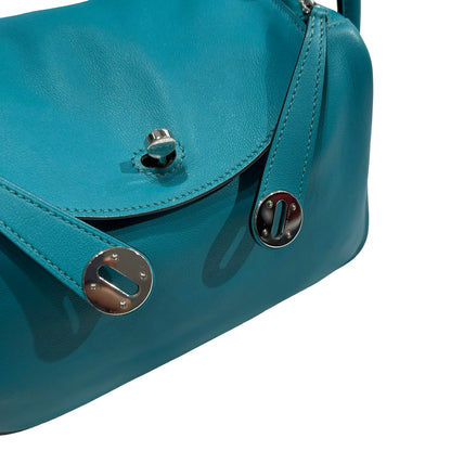 Used HERMES Swift Lindy Handbag Green PHW