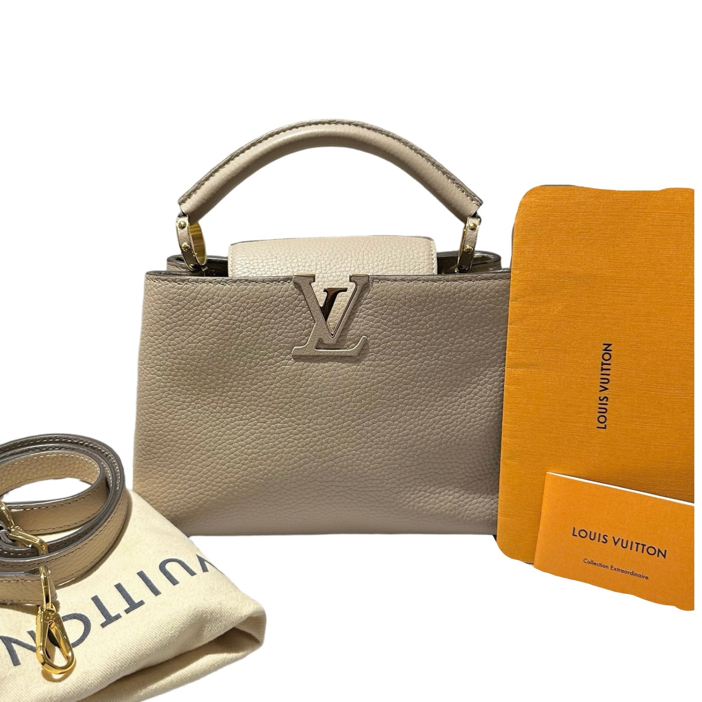 Used LOUIS VUITTON Capucines BB Two Way Shoulder Bag Grey GHW