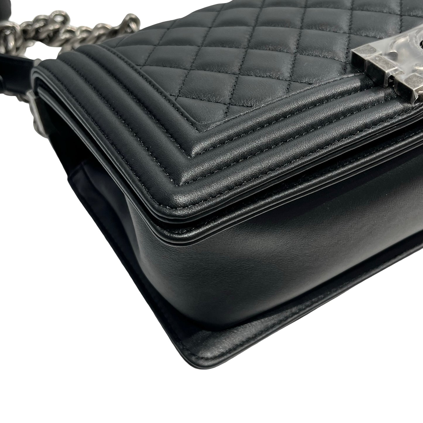Brand New CHANEL Lambskin Boy Chain shoulder bag Black PHW