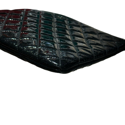 Used CHANEL Patent Leather Clutch Black PHW