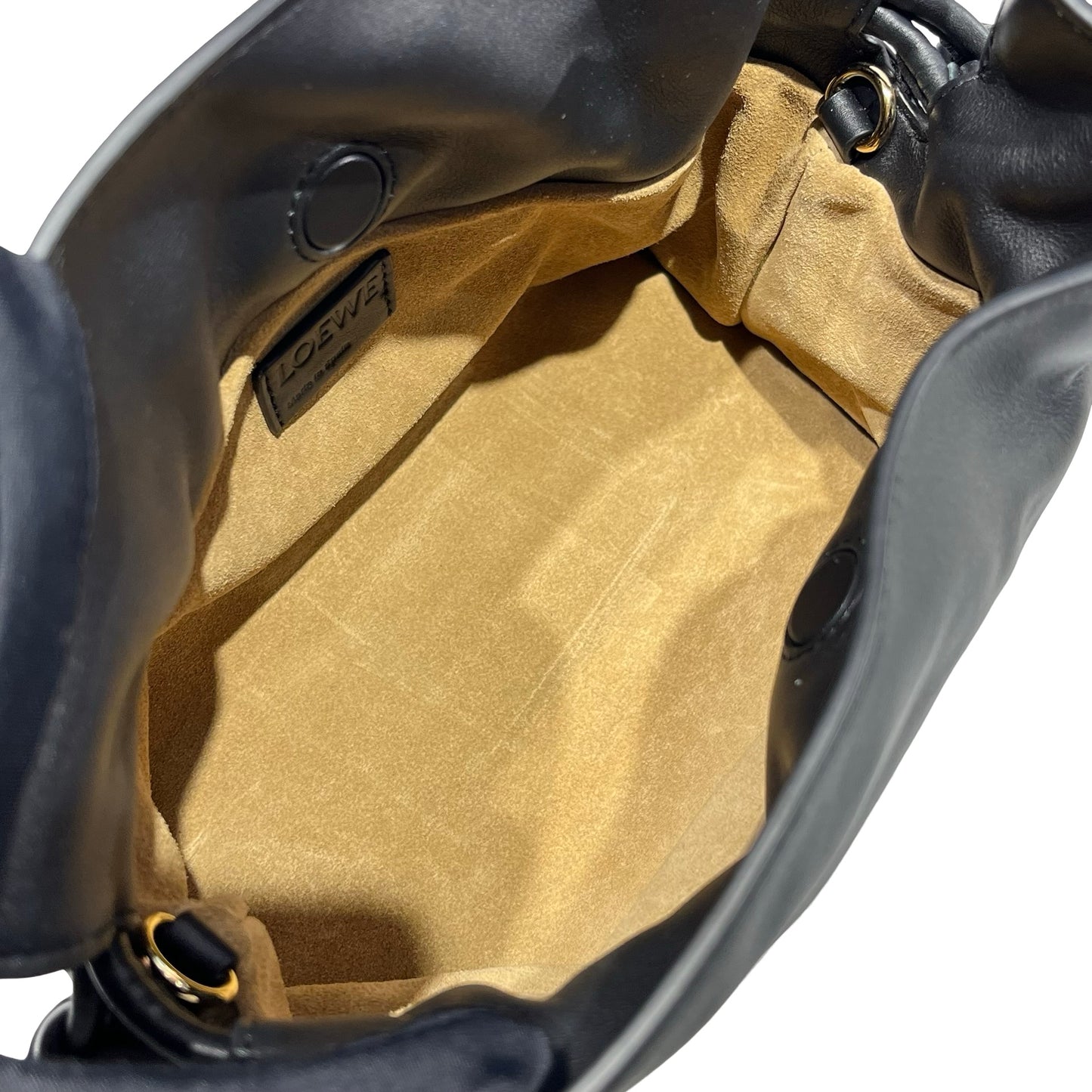 Used LOEWE Calfskin Leather Hamenco Cross Body Bag Black