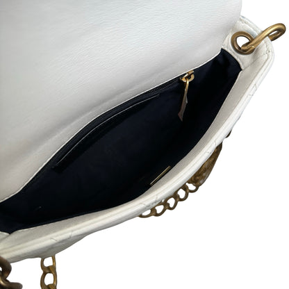 Used CHANEL Quilted Classic Flap Chain Shoulder Bag White