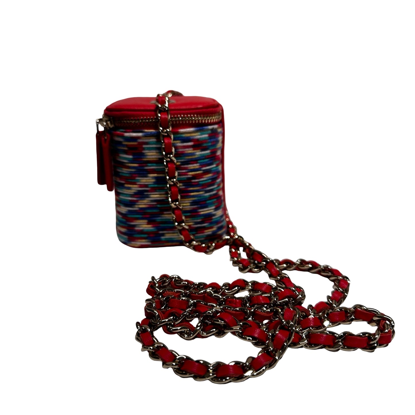 Used CHANEL Mini Vanity Cross Body Bag Red Multi color