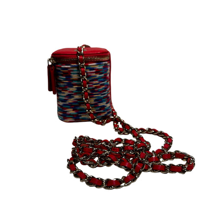 Used CHANEL Mini Vanity Cross Body Bag Red Multi color