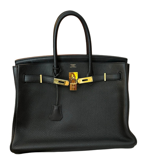 Used HERMES Togo Birkin 35 Handbag Black GHW