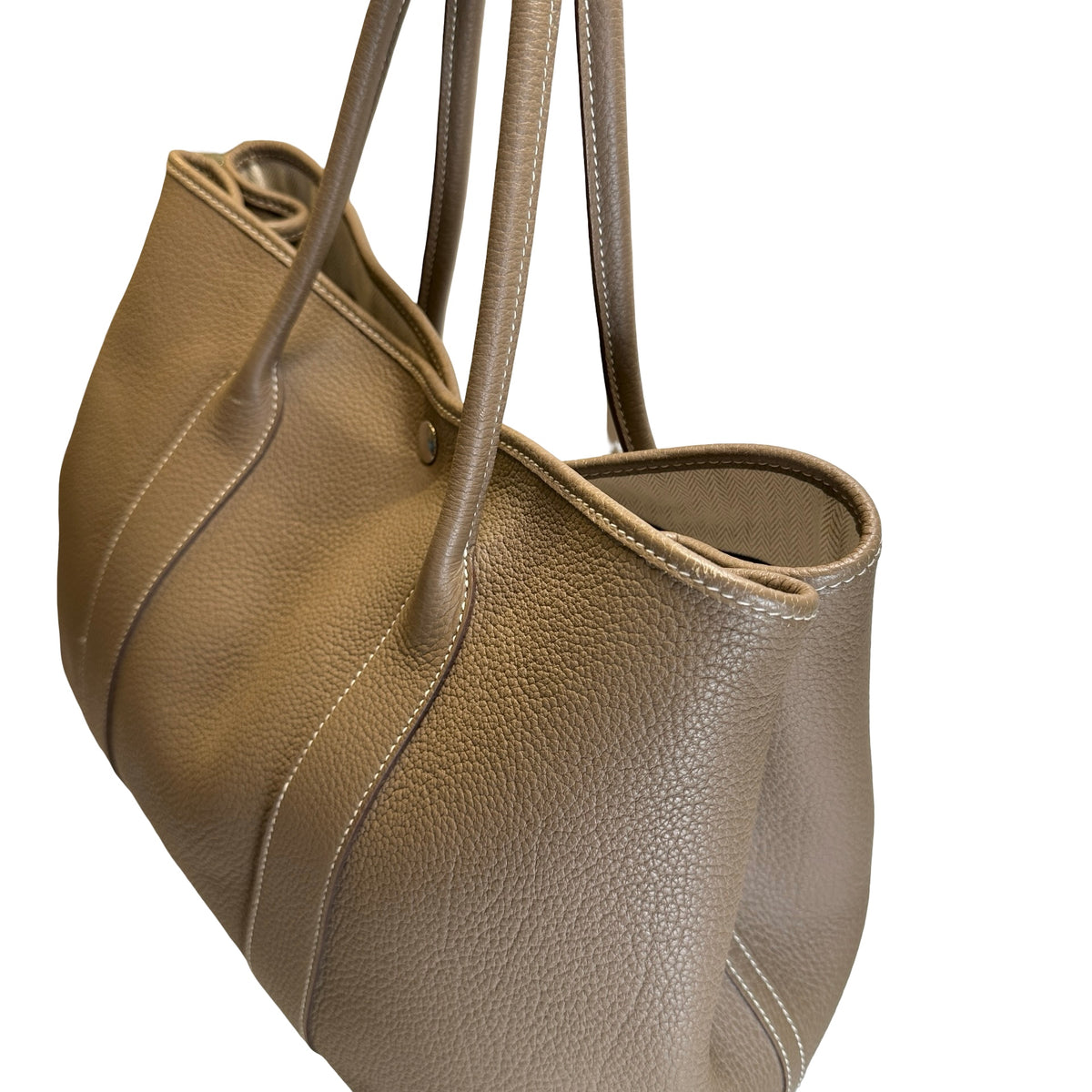 Used HERMES Negonda Leather Garden Party Tote Bag Etoupe