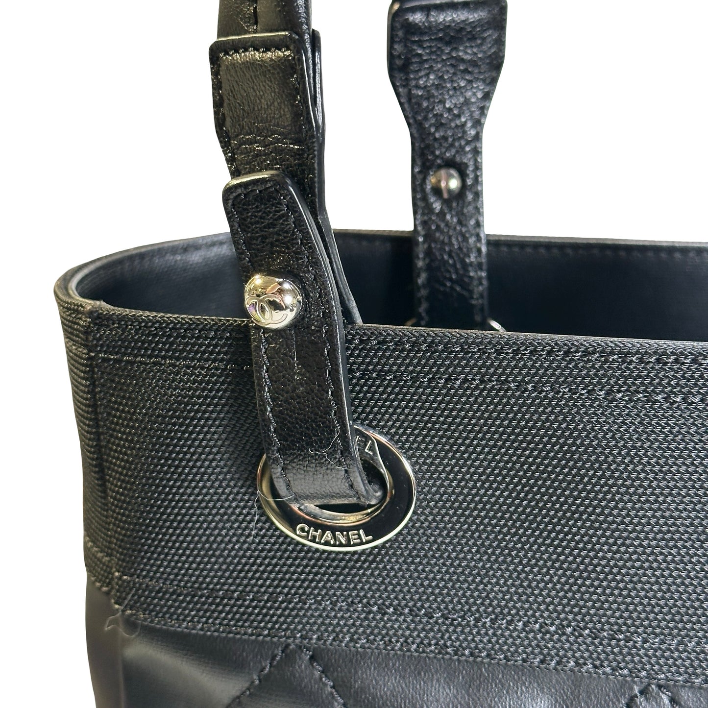 Used CHANEL Quilted Coated Canvas Vintage Tote Bag Tote Bag Black